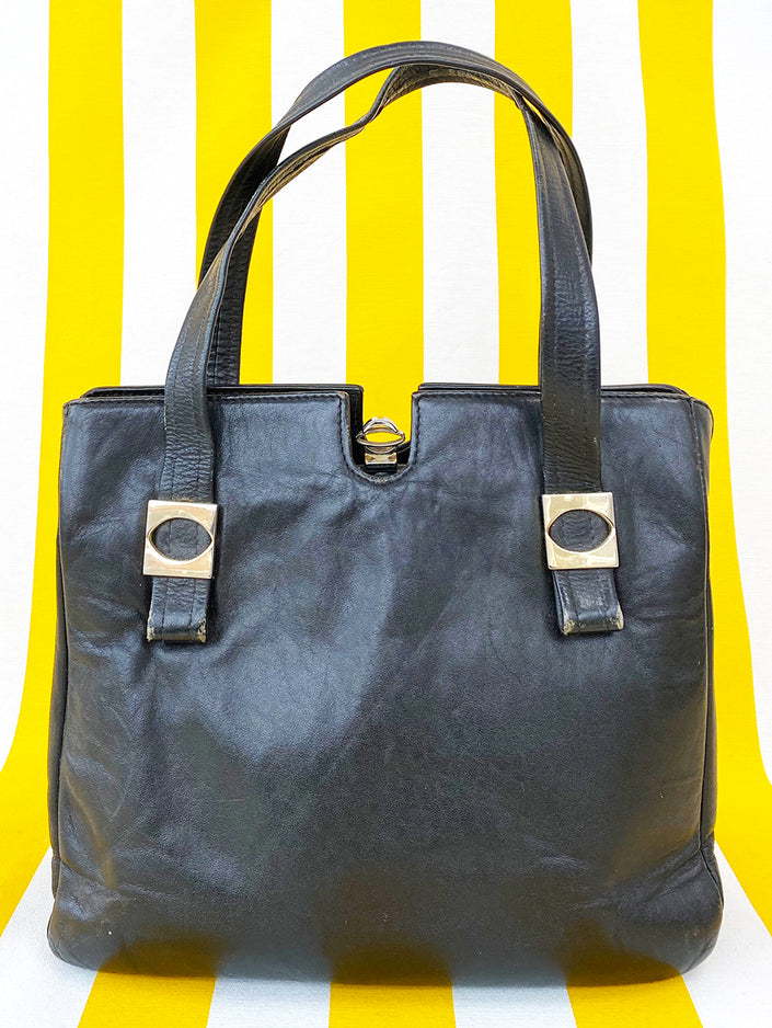 Zwarte leren Mod handtas