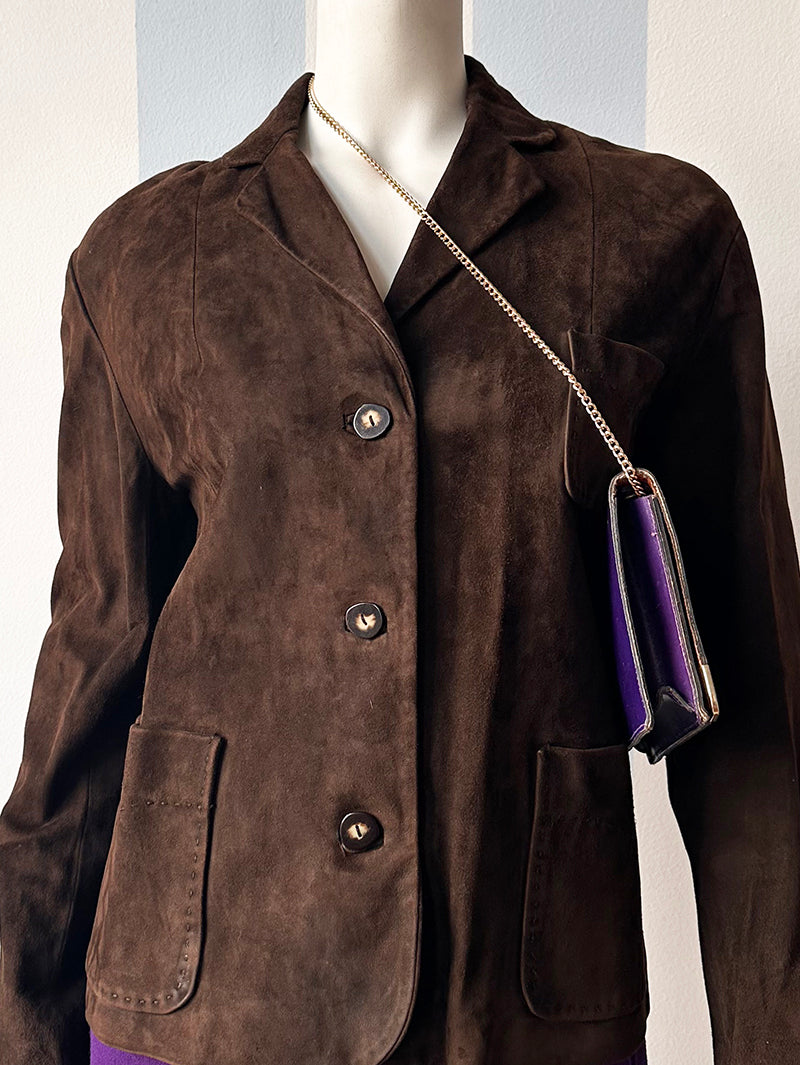 Donkerbruin 60s suede jasje