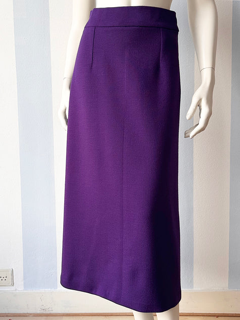 Dieppaarse wollen midirok