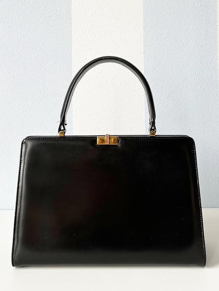 Zwarte leren handtas