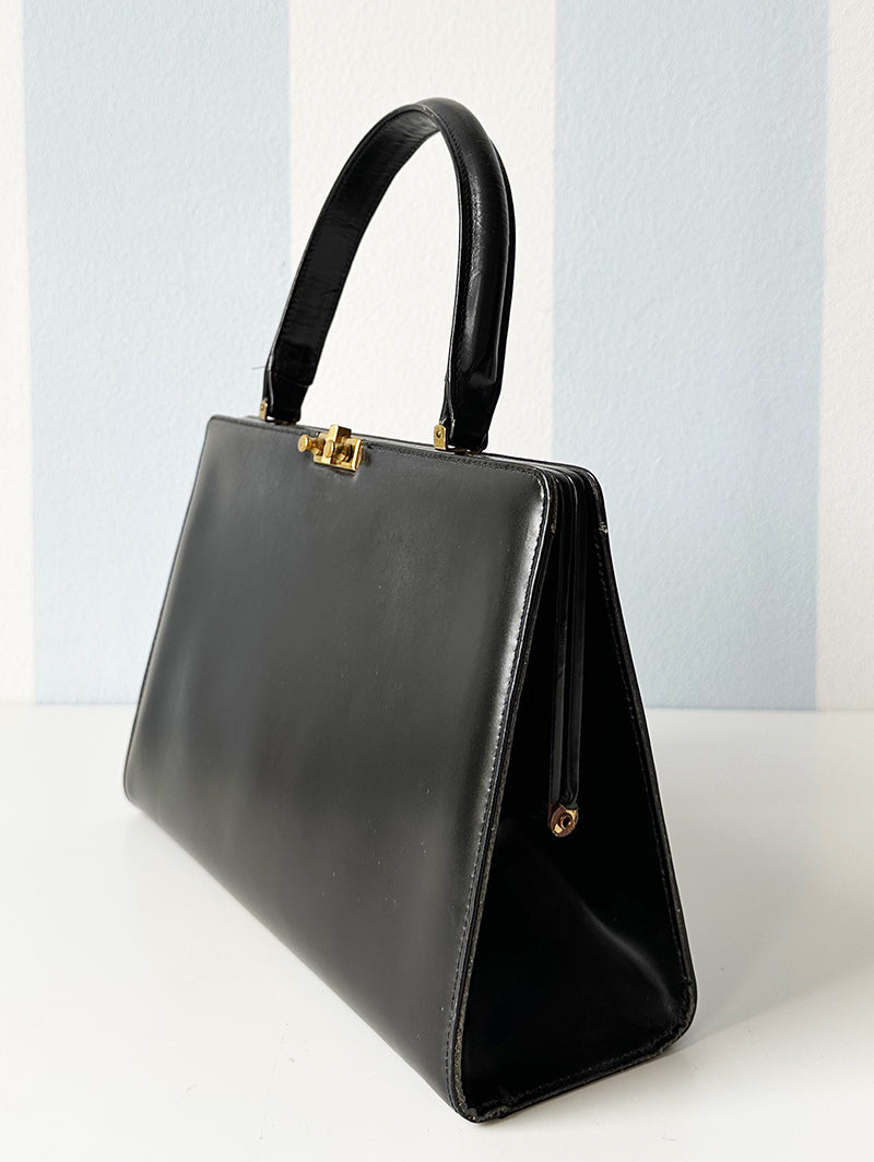 Zwarte leren handtas