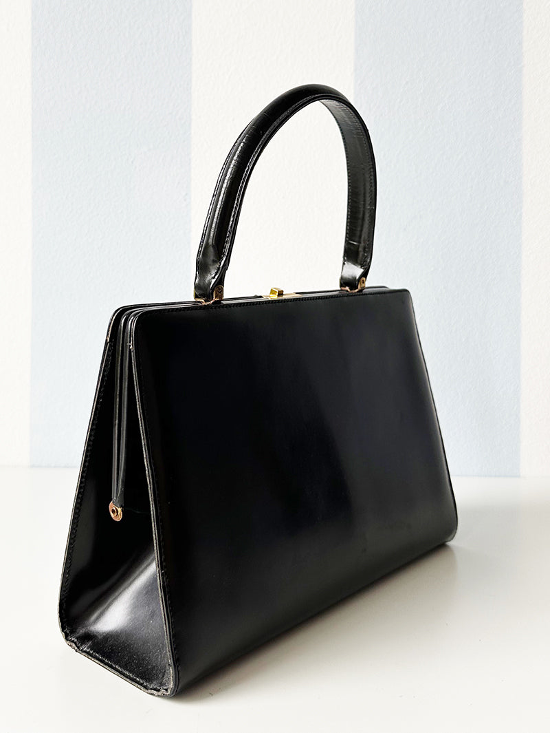 Zwarte leren handtas