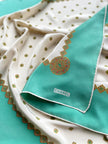 Vierkante turquoise zijden designer sjaal