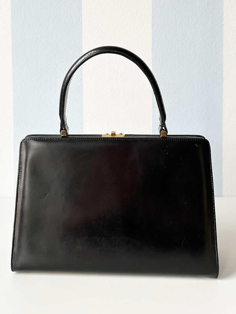 Zwarte leren handtas