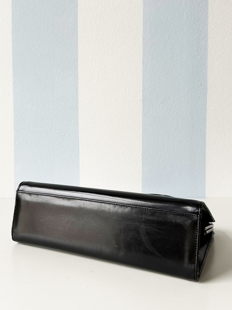 Zwarte leren handtas