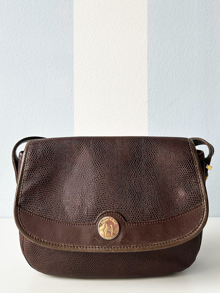 Bruine leren schoudertas