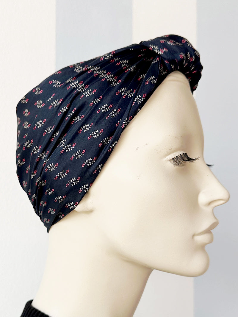Donkerblauw floral Bonbons turban