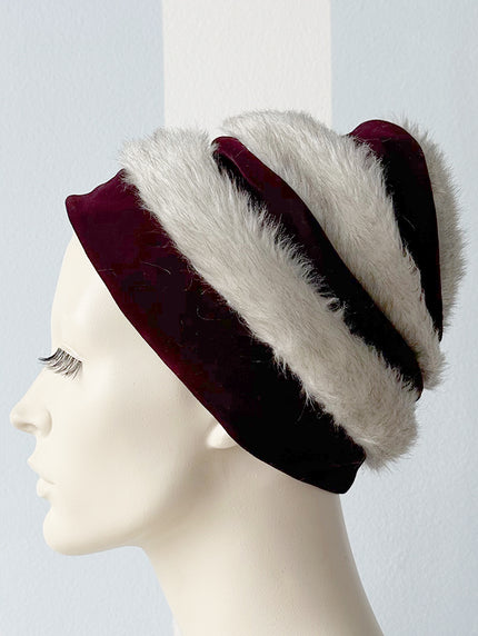 Vintage velours en faux fur hoedje