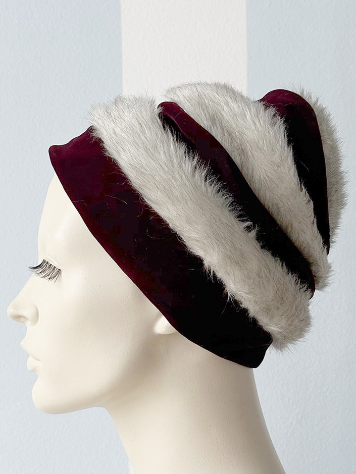Vintage velours en faux fur hoedje