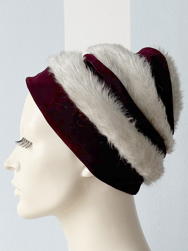 Vintage velours en faux fur hoedje