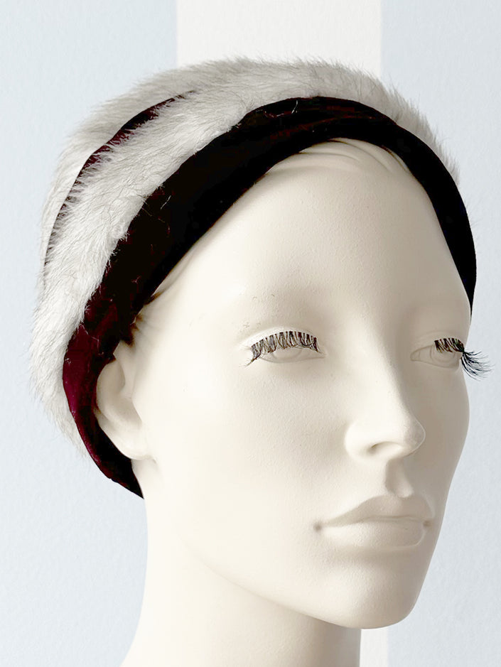 Vintage velours en faux fur hoedje