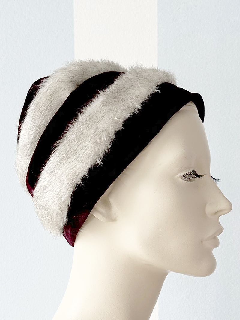 Vintage velours en faux fur hoedje