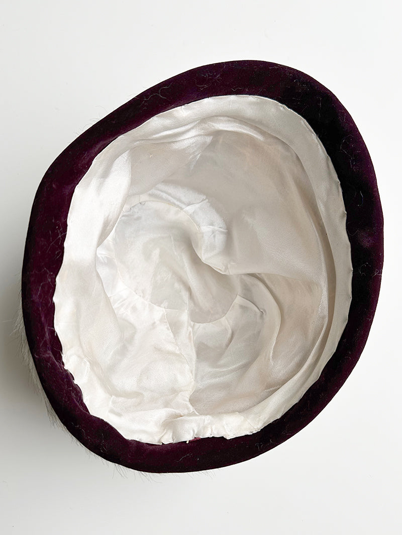 Vintage velours en faux fur hoedje