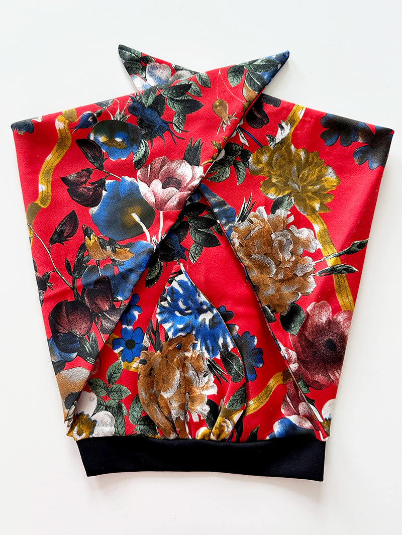 Rode floral Bonbons turban