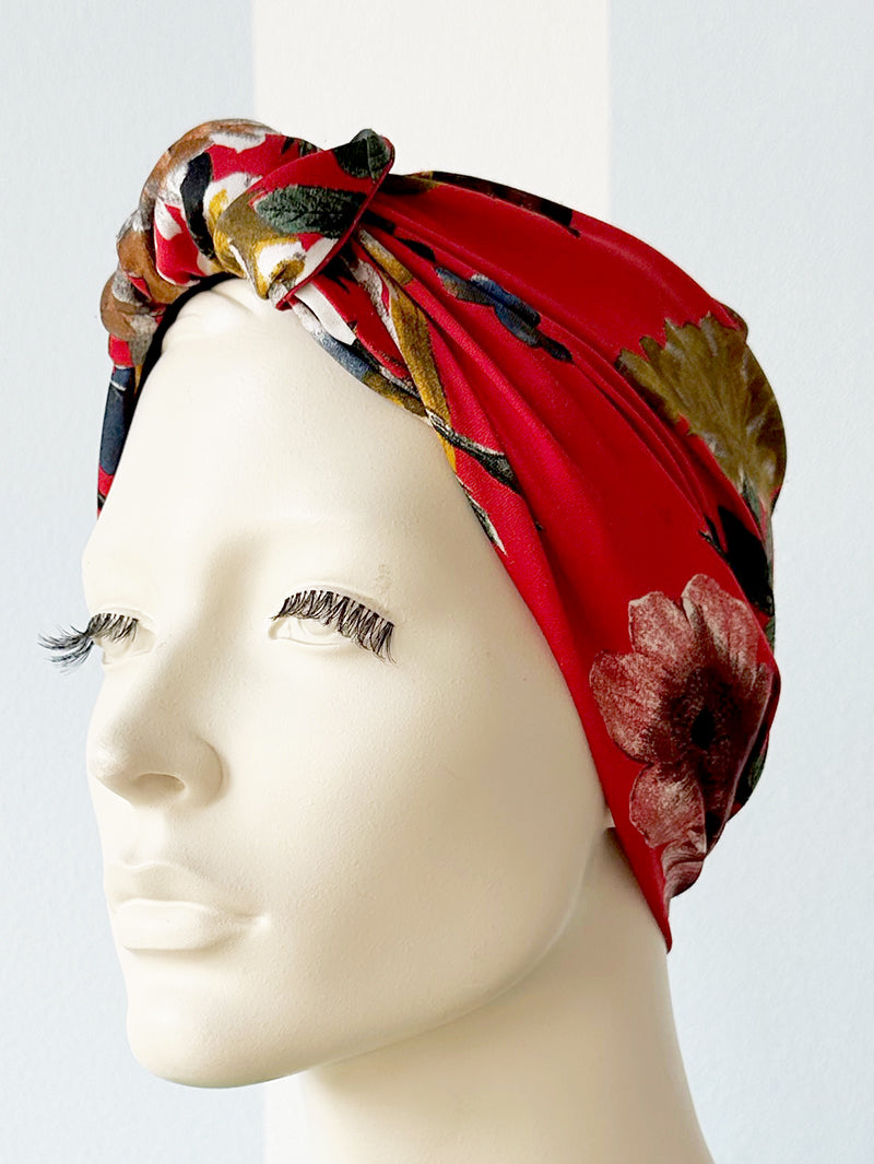 Rode floral Bonbons turban