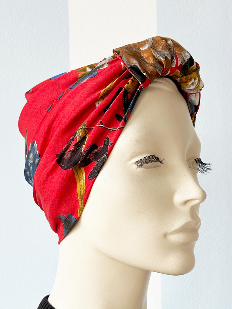 Rode floral Bonbons turban