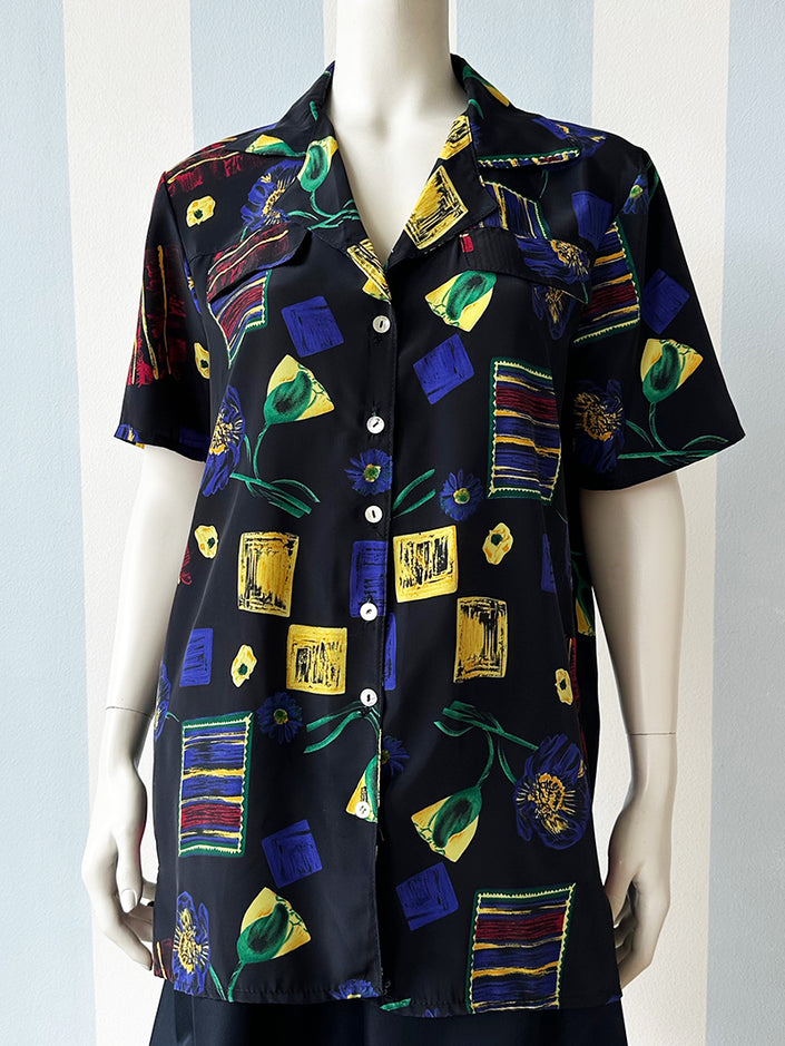 Zwarte print blouse