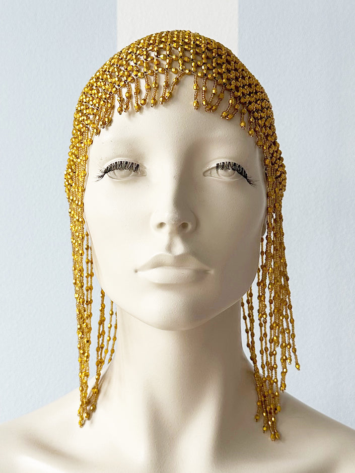 Geel/gouden mutsje van kralen