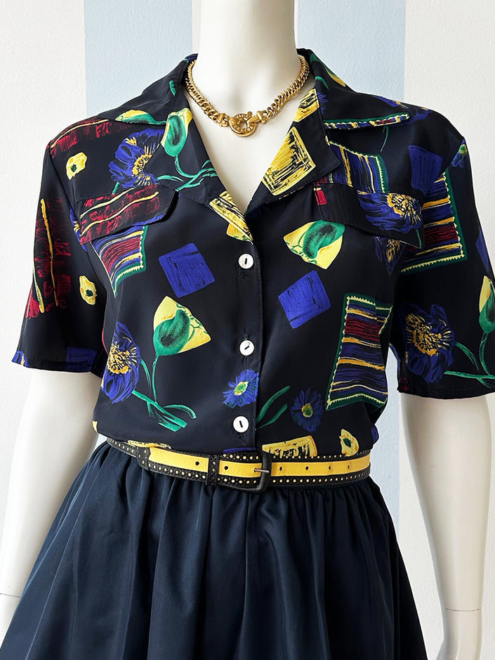 Zwarte print blouse