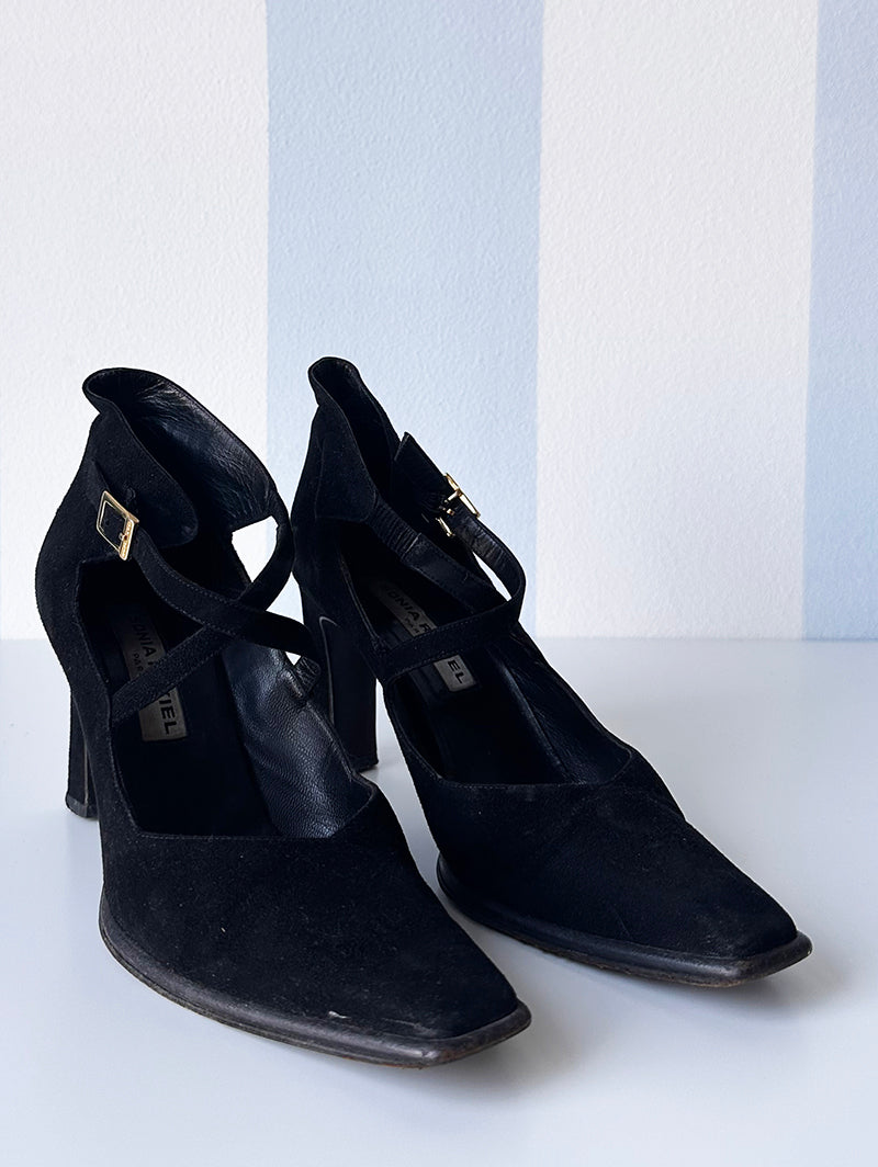 Zwarte suede designer pumps | 36,5