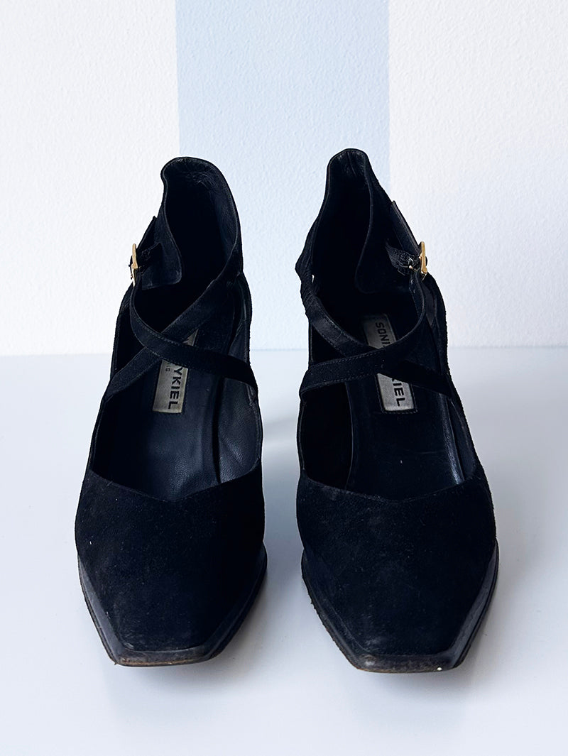 Zwarte suede designer pumps | 36,5