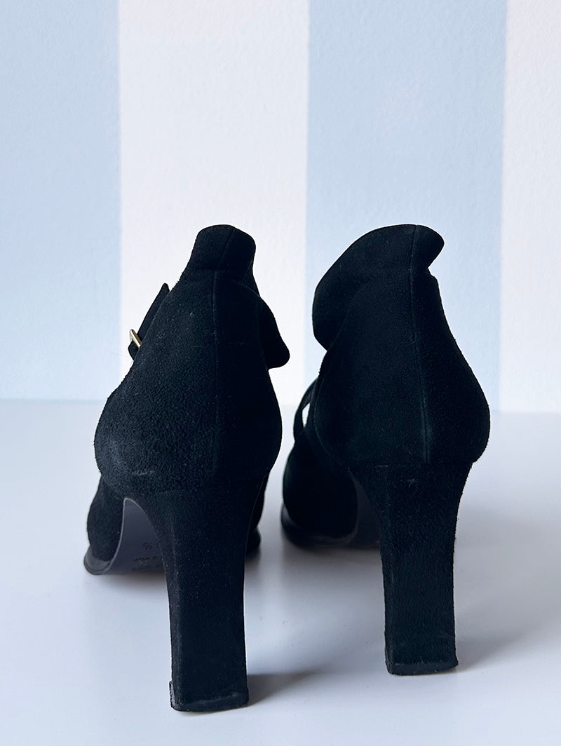 Zwarte suede designer pumps | 36,5