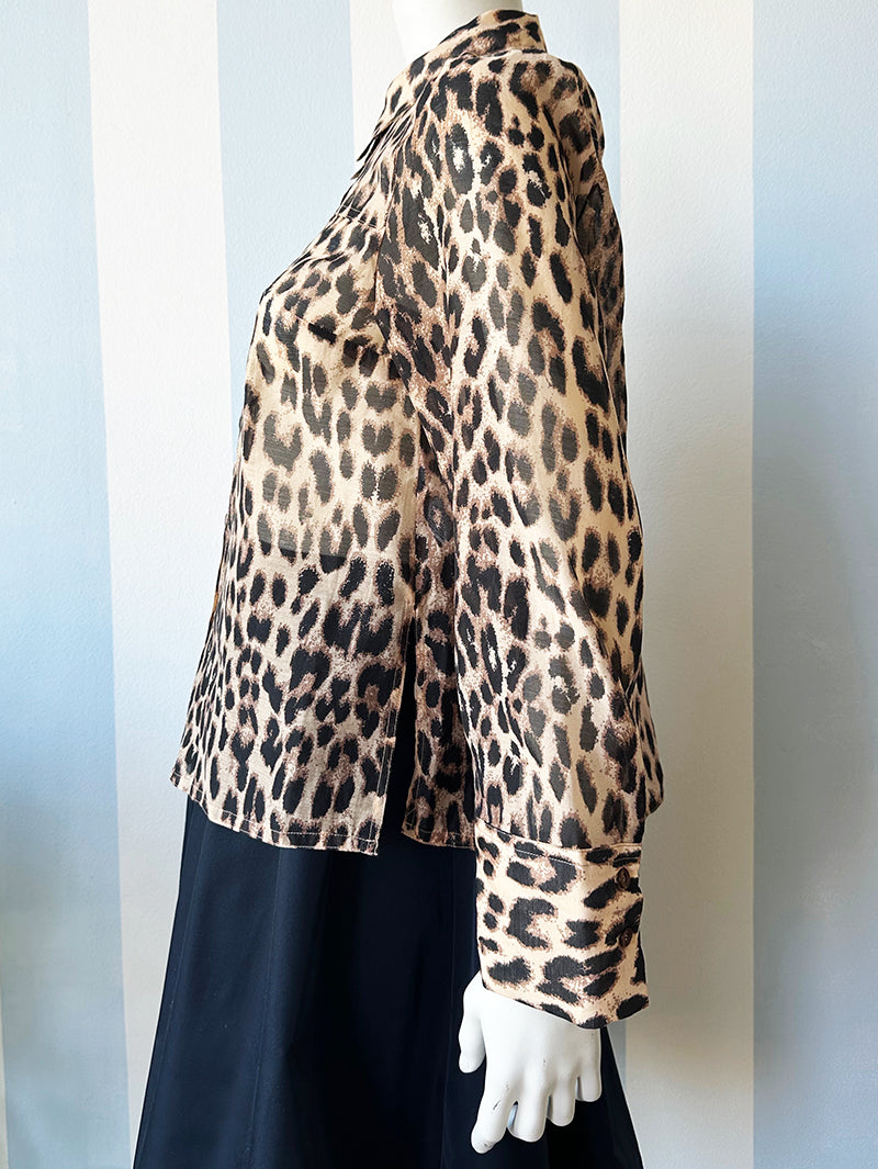 Boxy luipaardprint blouse