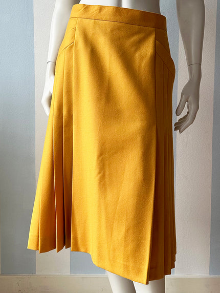 Gele scheerwollen plooirok