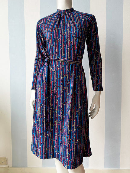 Donkerblauwe printjurk