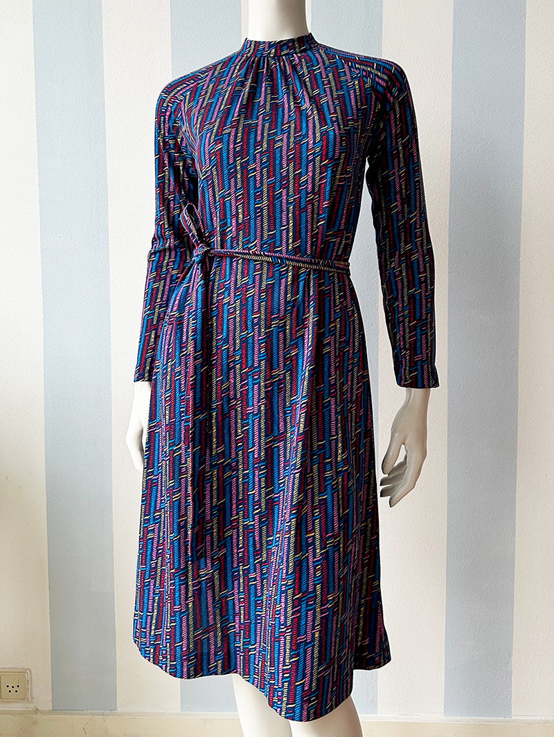 Donkerblauwe printjurk