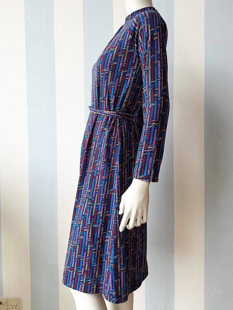 Donkerblauwe printjurk