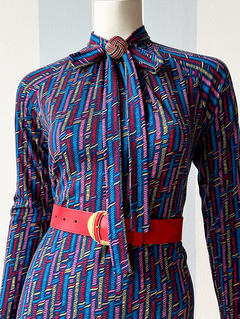 Donkerblauwe printjurk