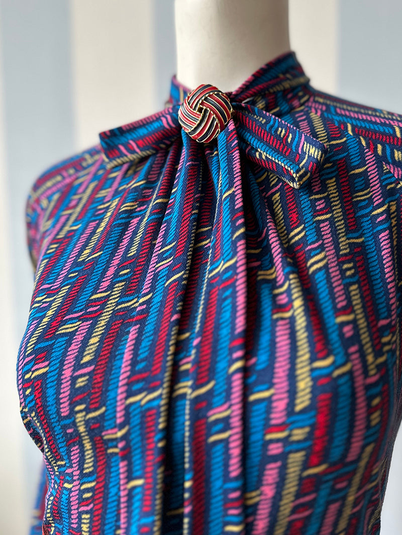 Donkerblauwe printjurk