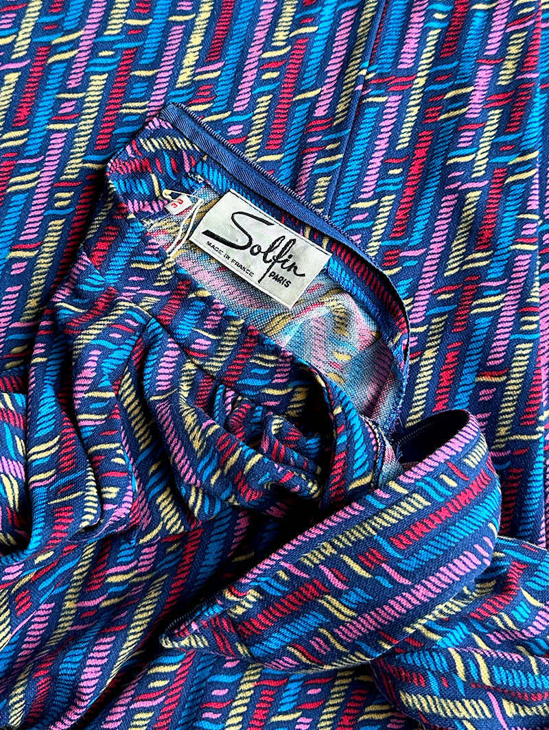 Donkerblauwe printjurk