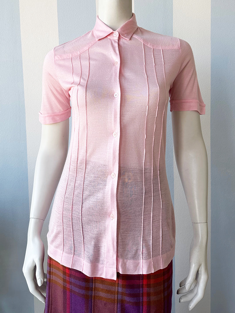 Lichtroze 70s blousje