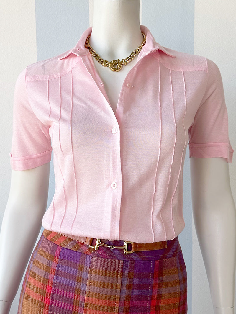 Lichtroze 70s blousje