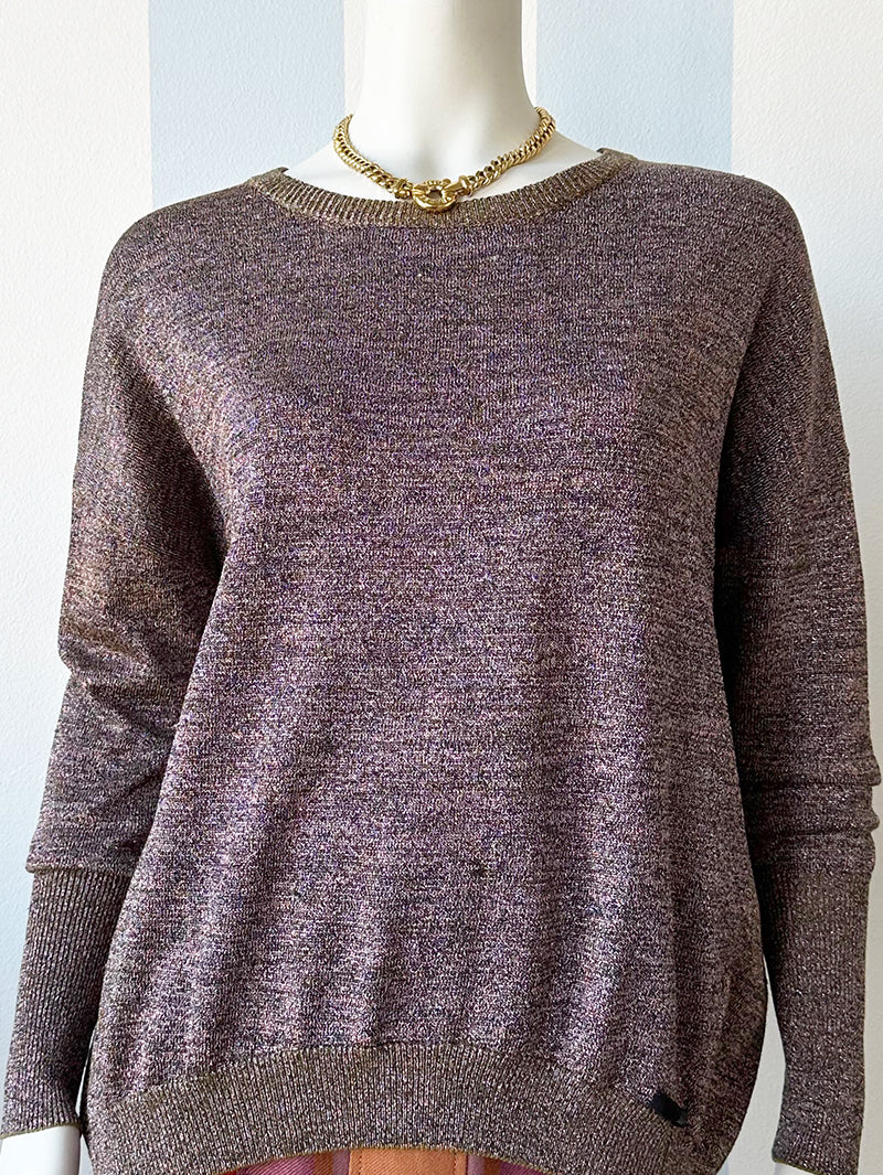 Groen/roze wollen glittertrui