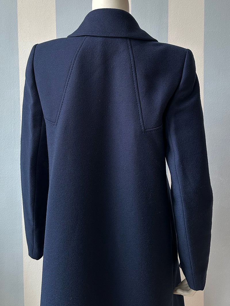 Donkerblauwe wollen mantel