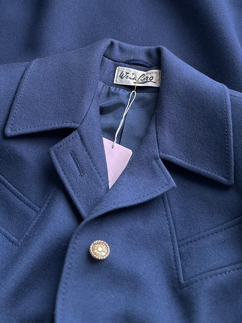 Donkerblauwe wollen mantel