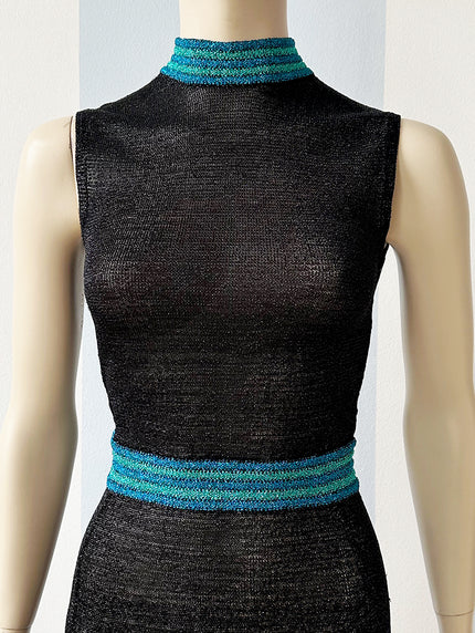 70s lurex designer maxijurk