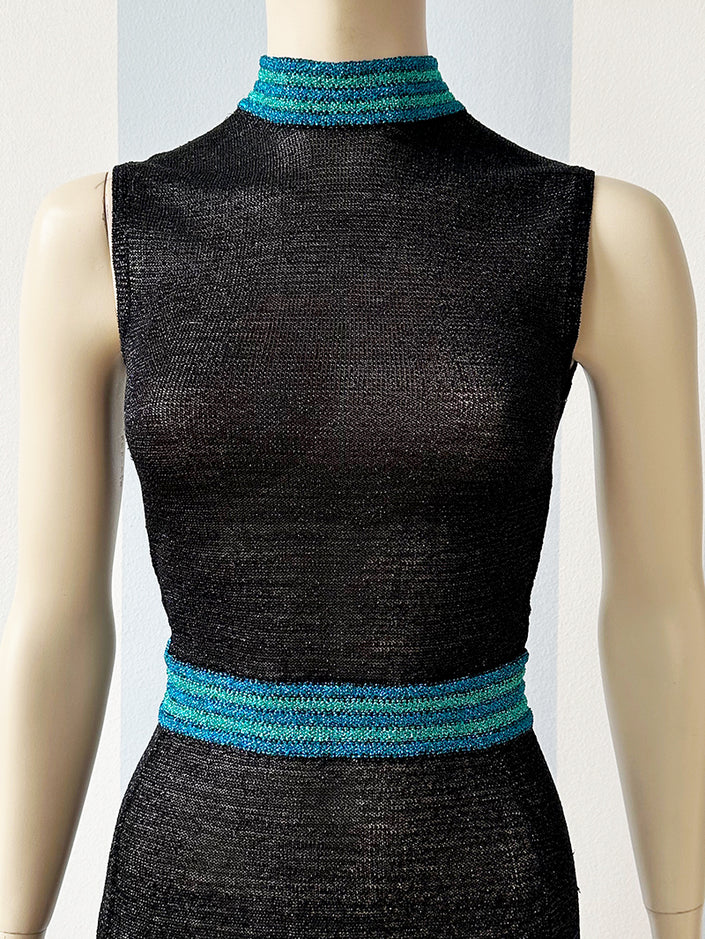 70s lurex designer maxijurk