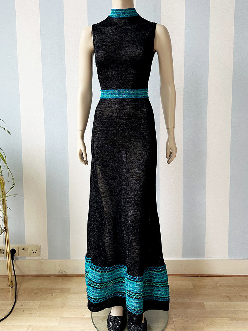 70s lurex designer maxijurk