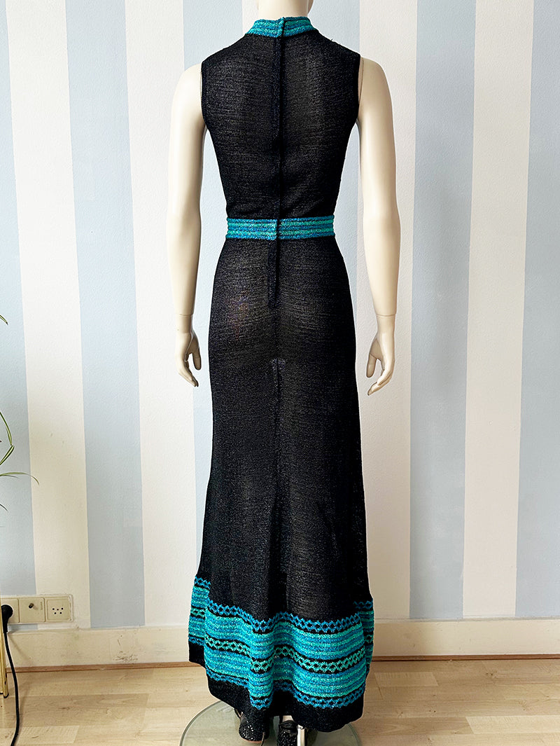 70s lurex designer maxijurk