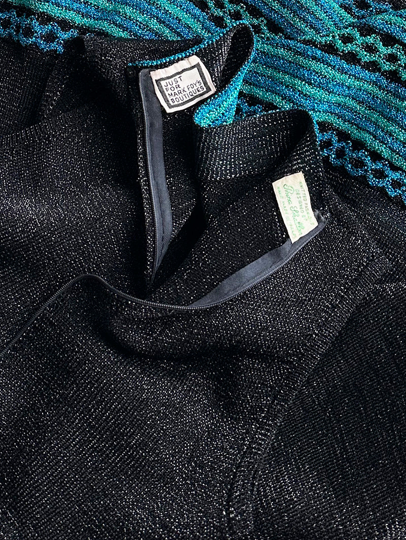 70s lurex designer maxijurk