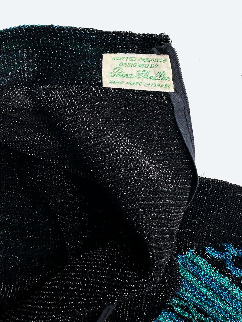 70s lurex designer maxijurk