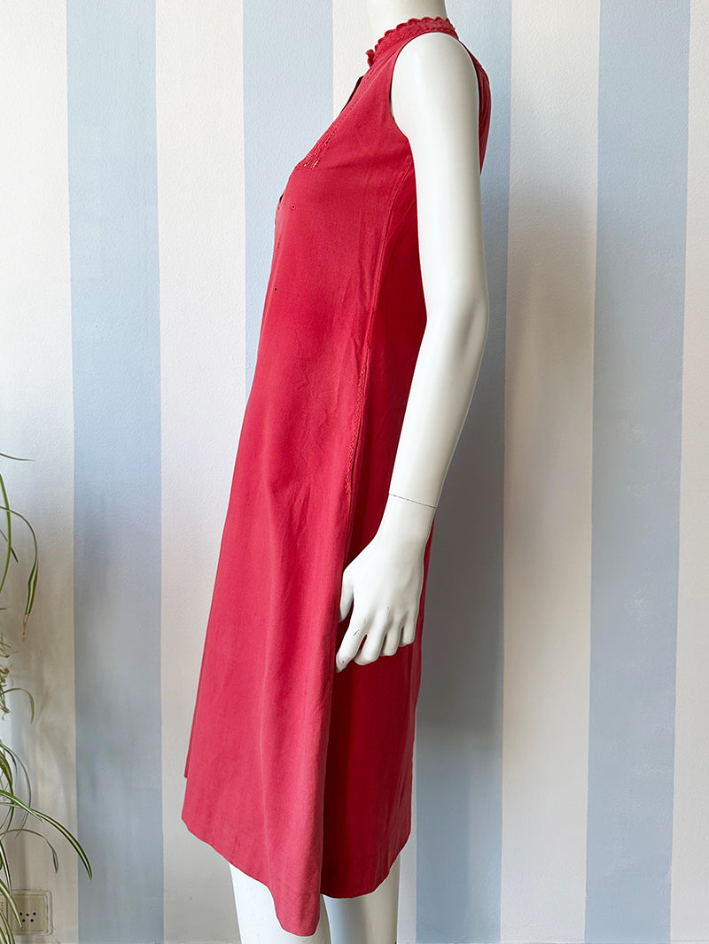 Rode broderie designer zomerjurk