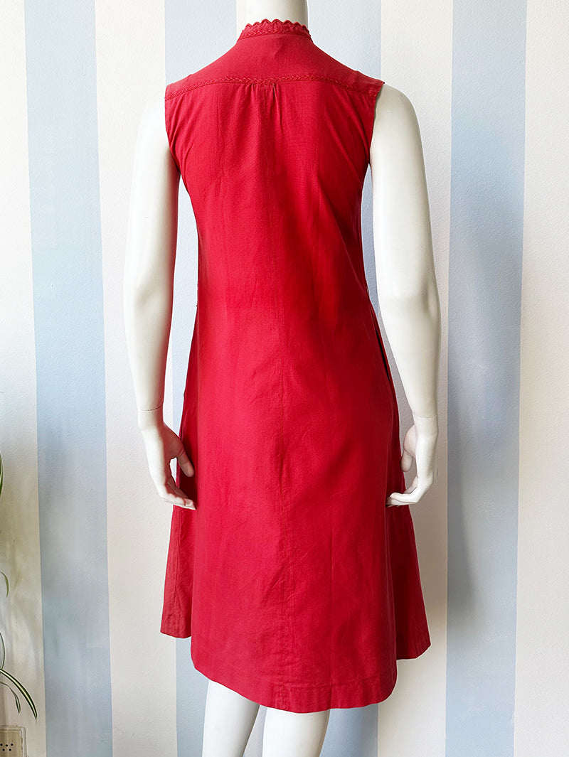 Rode broderie designer zomerjurk