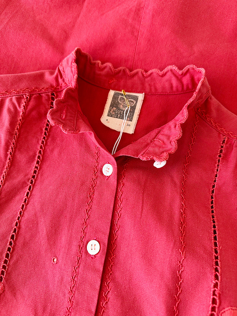 Rode broderie designer zomerjurk