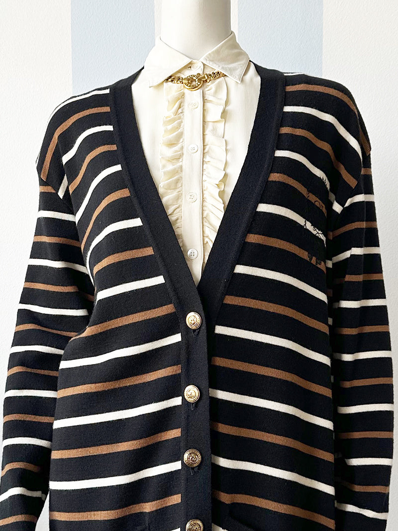 Gestreept oversized wollen vest