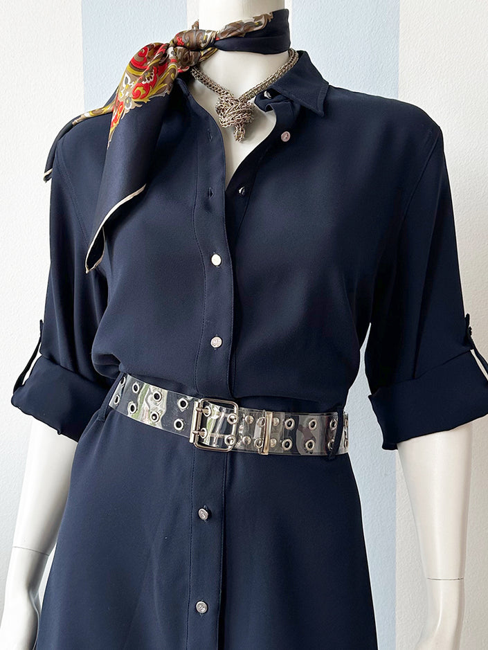 Donkerblauwe designer jurk